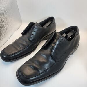 Claiborne Mens Dress Shoes Black Leather Size 9.5M Square Toe Lace Up Oxford